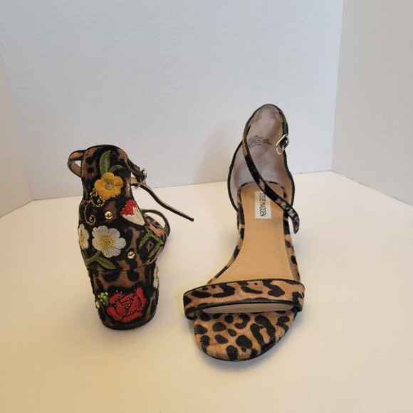 Steve Madden Leopard Print Sandals with Floral Embroidery - Picture 7 of 11